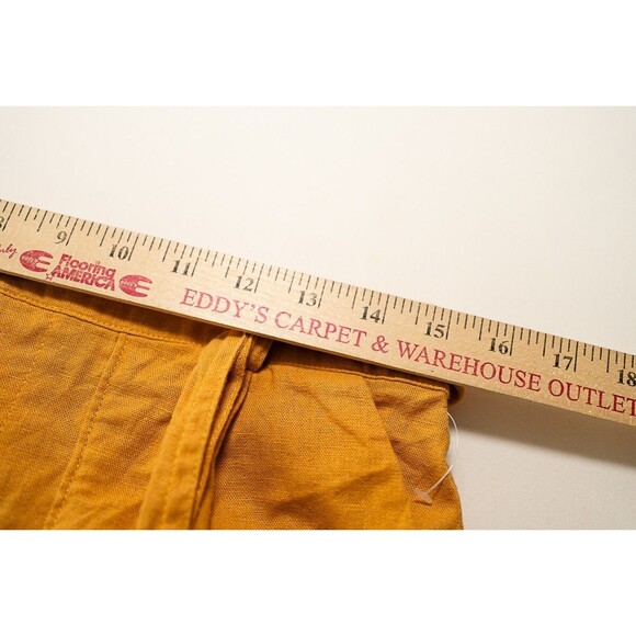 ModCloth mustard yellow womens M shorts Linen blend elastic waist belted - Picture 6 of 8